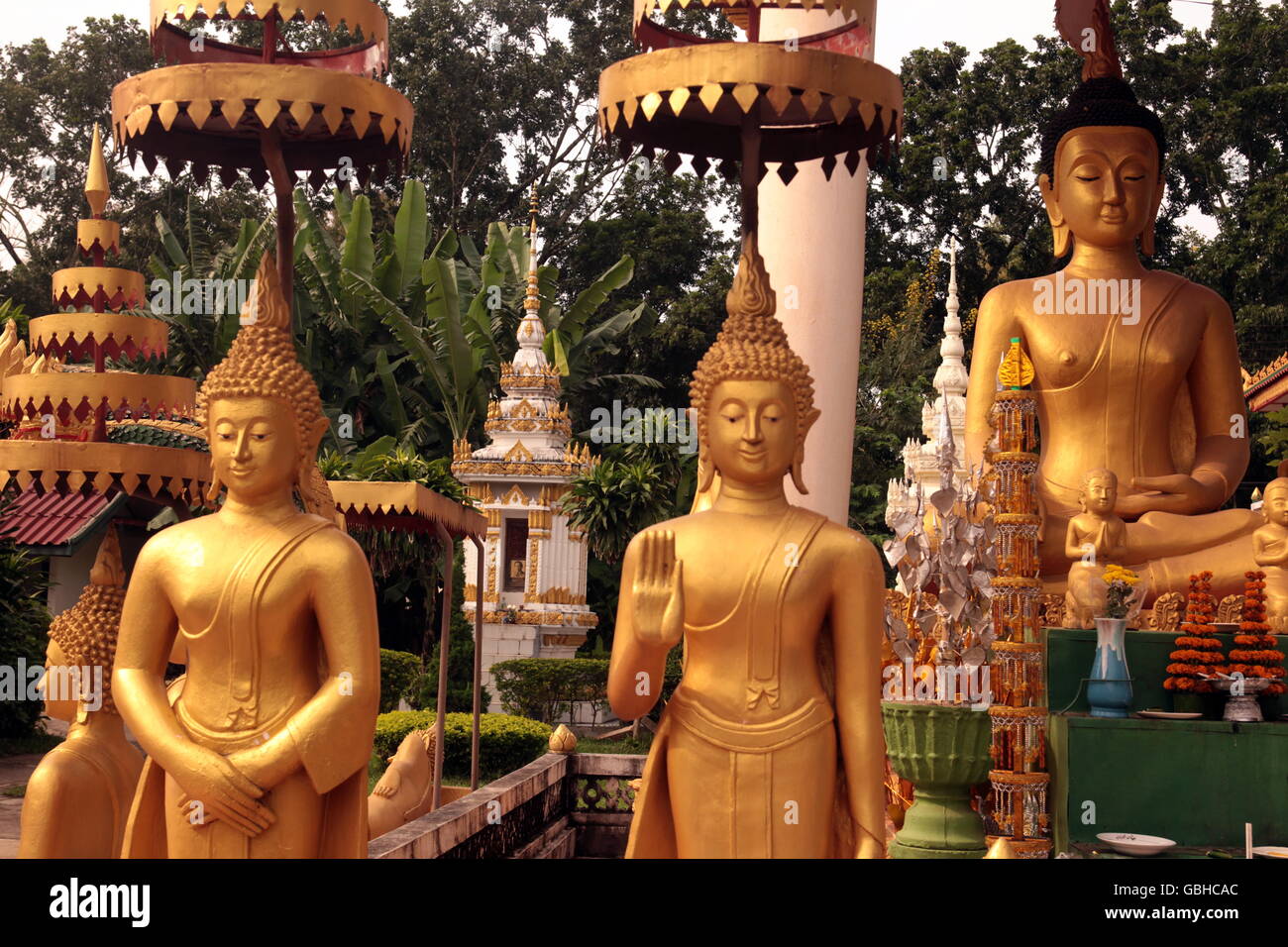 Der Wat Si Saket in Vientiane der Hauptstadt von Laos in Suedostasien. Foto Stock