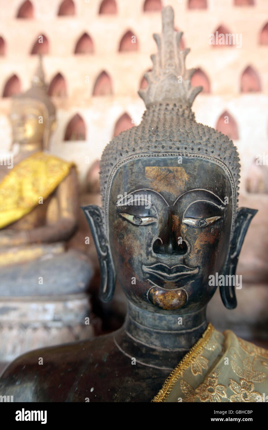 Der Wat Si Saket in Vientiane der Hauptstadt von Laos in Suedostasien. Foto Stock