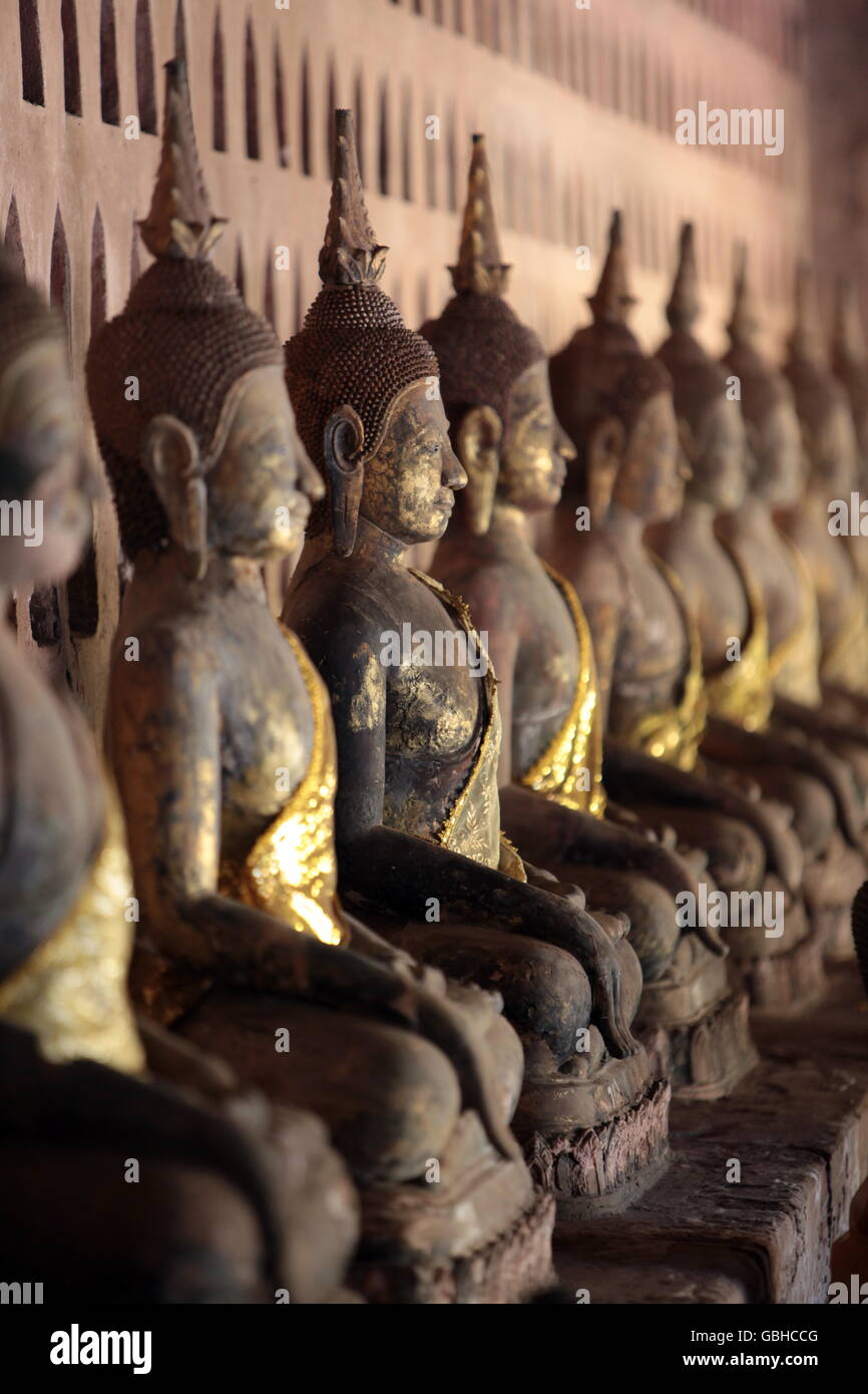 Der Wat Si Saket in Vientiane der Hauptstadt von Laos in Suedostasien. Foto Stock