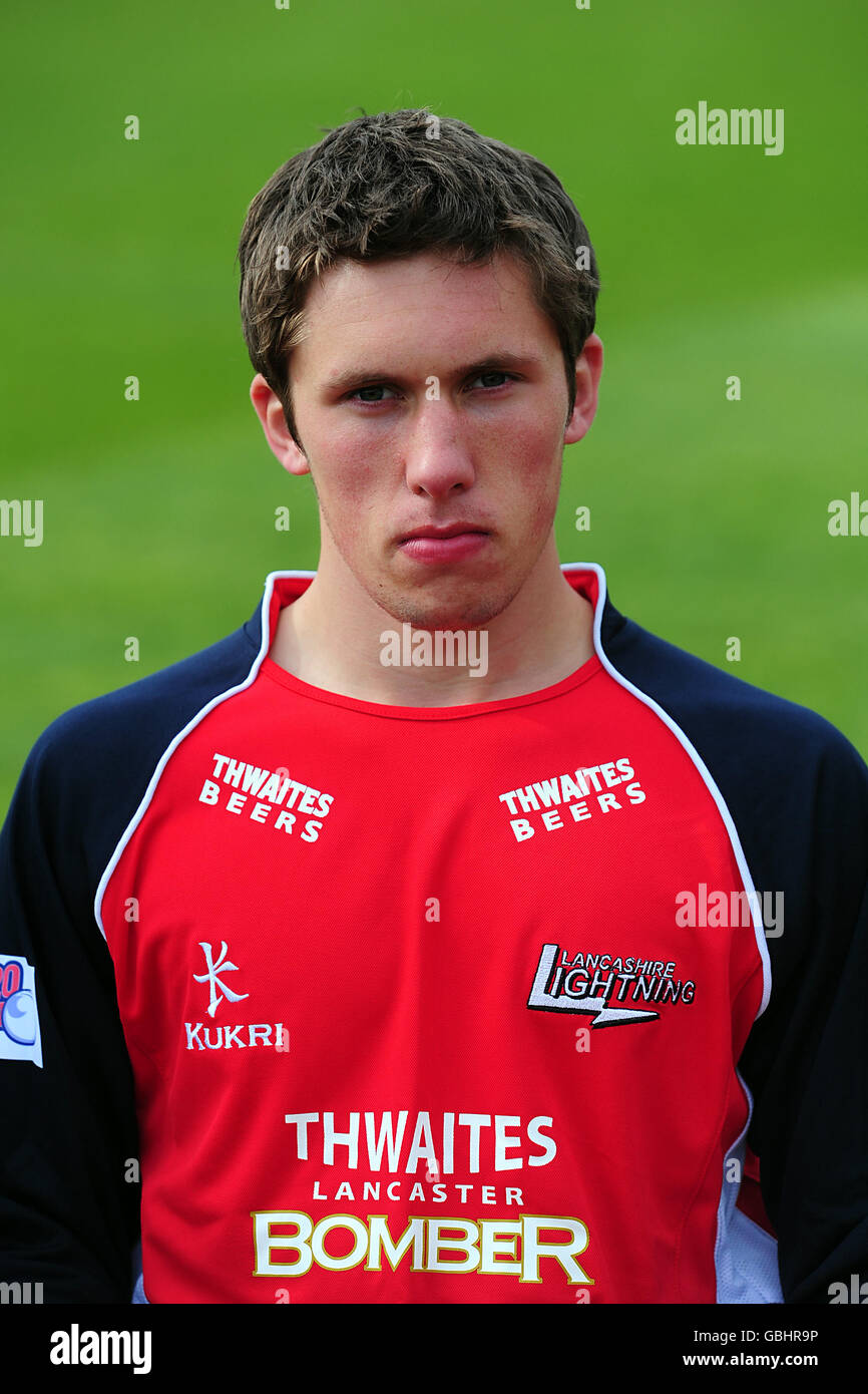 Cricket - Lancashire Press Day - Old Trafford Cricket Ground. Simon Kerrigan, Lancashire Lightning (20 anni) Foto Stock