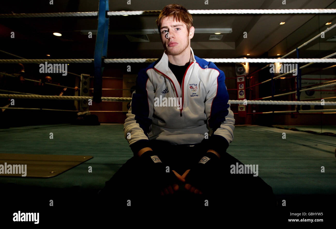 Joe Murray prima di un allenamento media all'Ashton Moss Hotel ad Ashton sotto Lyme, Manchester. Foto Stock