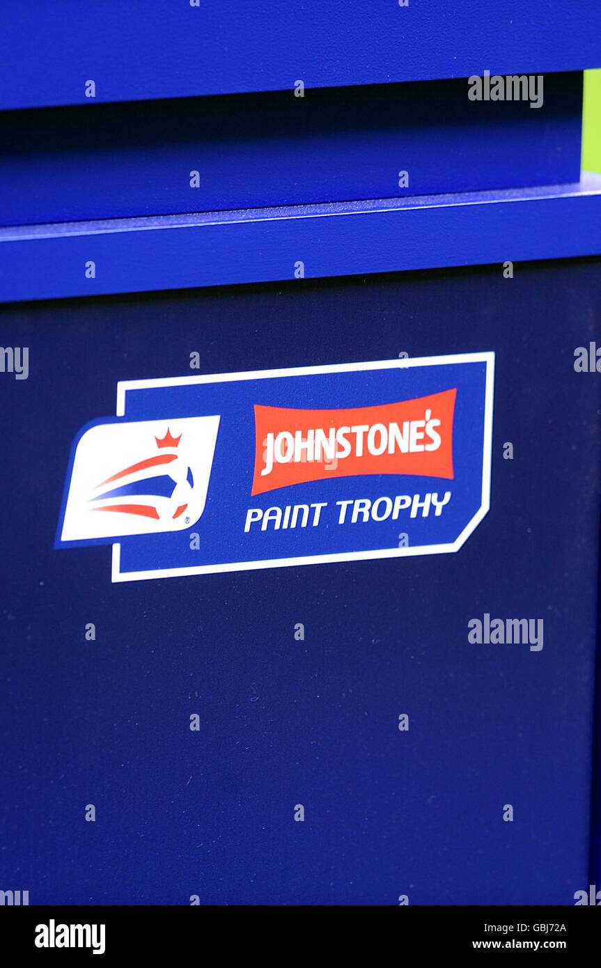 Calcio - Johnstone's Paint Trophy - finale - Luton Town / Scunthorpe United - Stadio di Wembley. Vista generale del simbolo del Trofeo di pittura di Johnstone Foto Stock