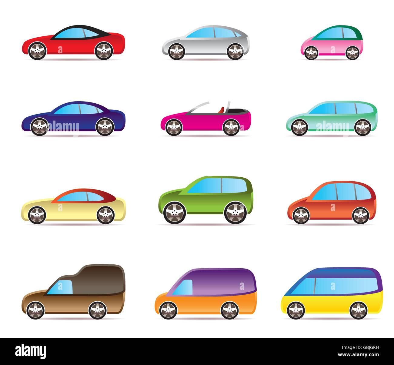 I tipi più diffusi di vetture - illustrazione vettoriale Illustrazione Vettoriale