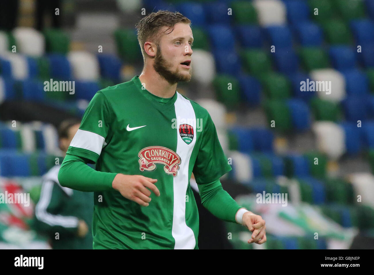 Belfast, Irlanda del Nord, 30 giugno 2016. Linfield 0 Cork City 1 (UEFA Europa League primo turno di qualificazione prima gamba). Kevin O'Connor (14) - La città di Cork Foto Stock