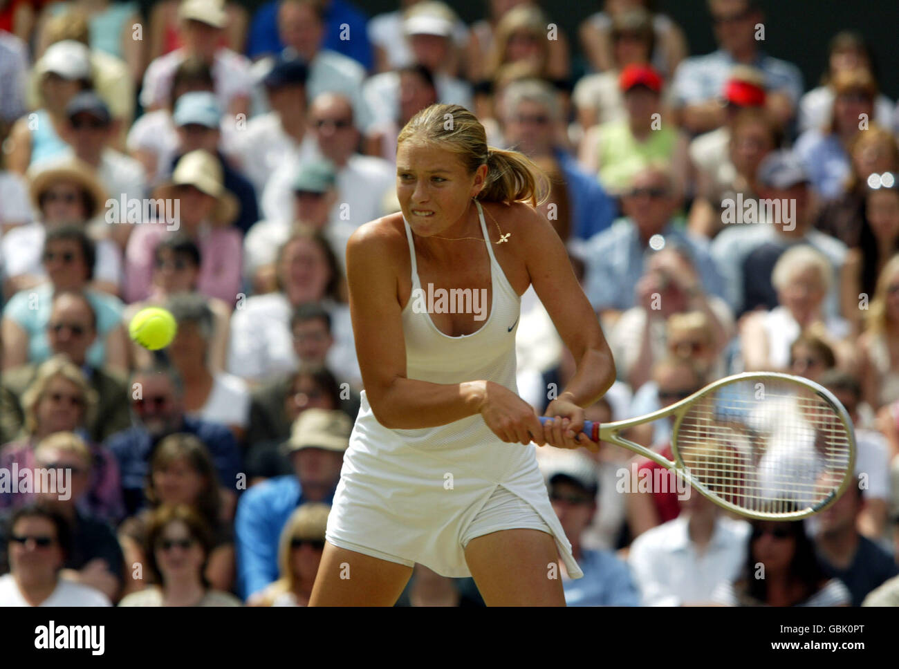 Tennis - Wimbledon 2004 - Le donne della Semi Finale - Lindsay Davenport v Maria Sharapova Foto Stock