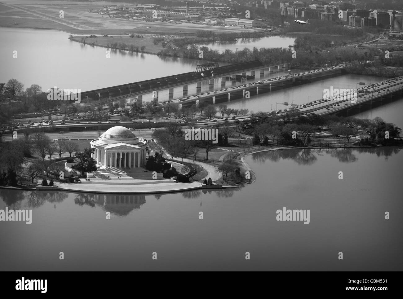 Jefferson Memorial shot dal Washington Memorial Foto Stock