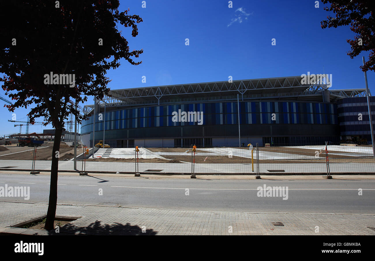 Vista generale del nuovo stadio RCD Espanyol, El Estadio Cornella-El Prat, durante i lavori Foto Stock