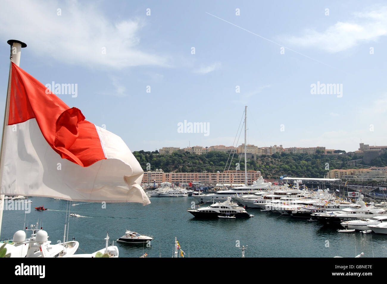 Formula uno - Fashion Show - Amber Lounge - le Meridien Beach Plaza Hotel. Vista sul porto di Monaco, Francia Foto Stock