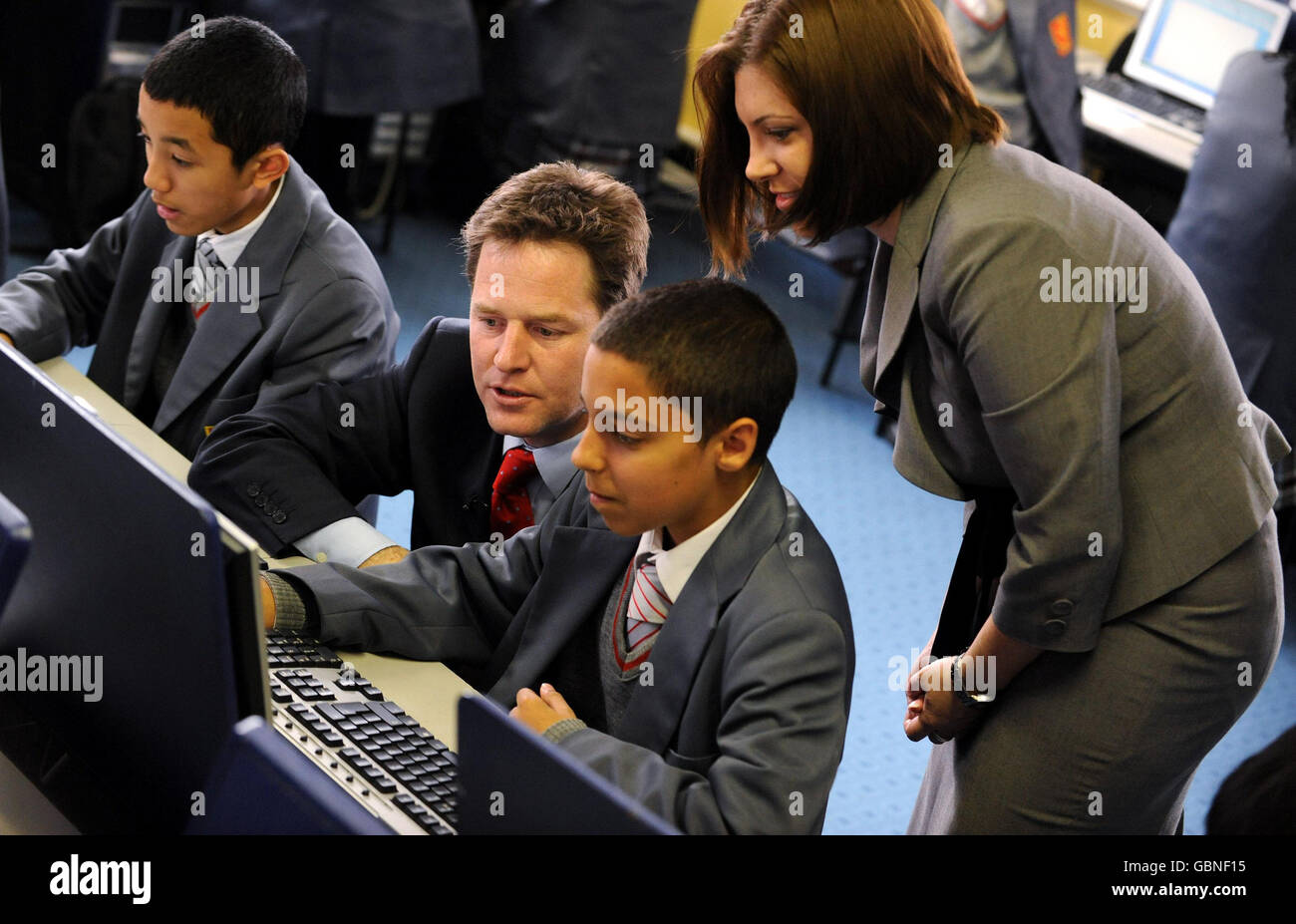 Clegg visite Sacred Heart School Foto Stock