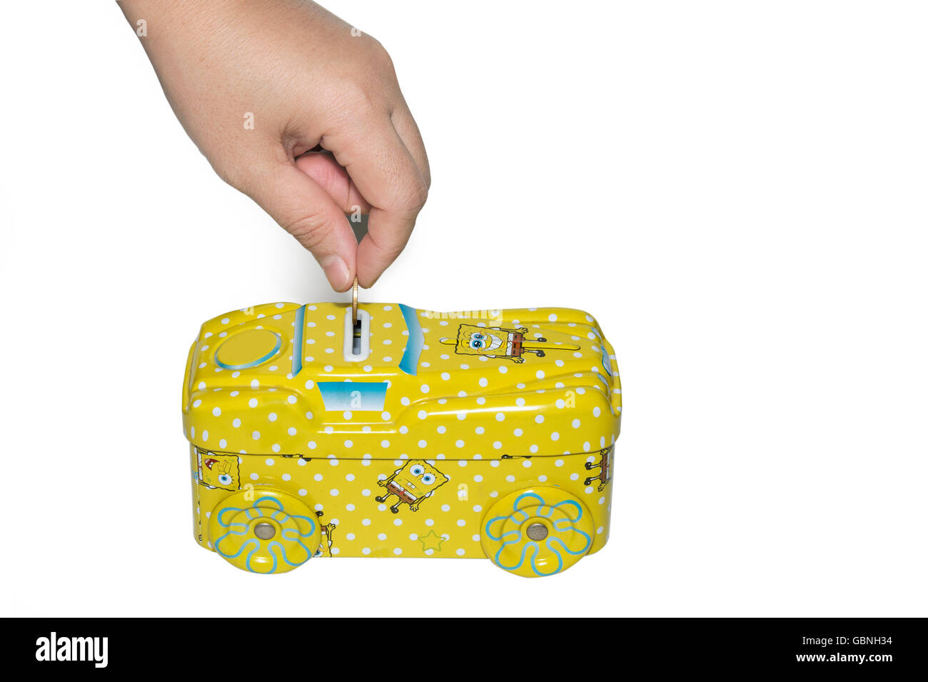 Una moneta banca isolato su uno sfondo bianco Foto Stock