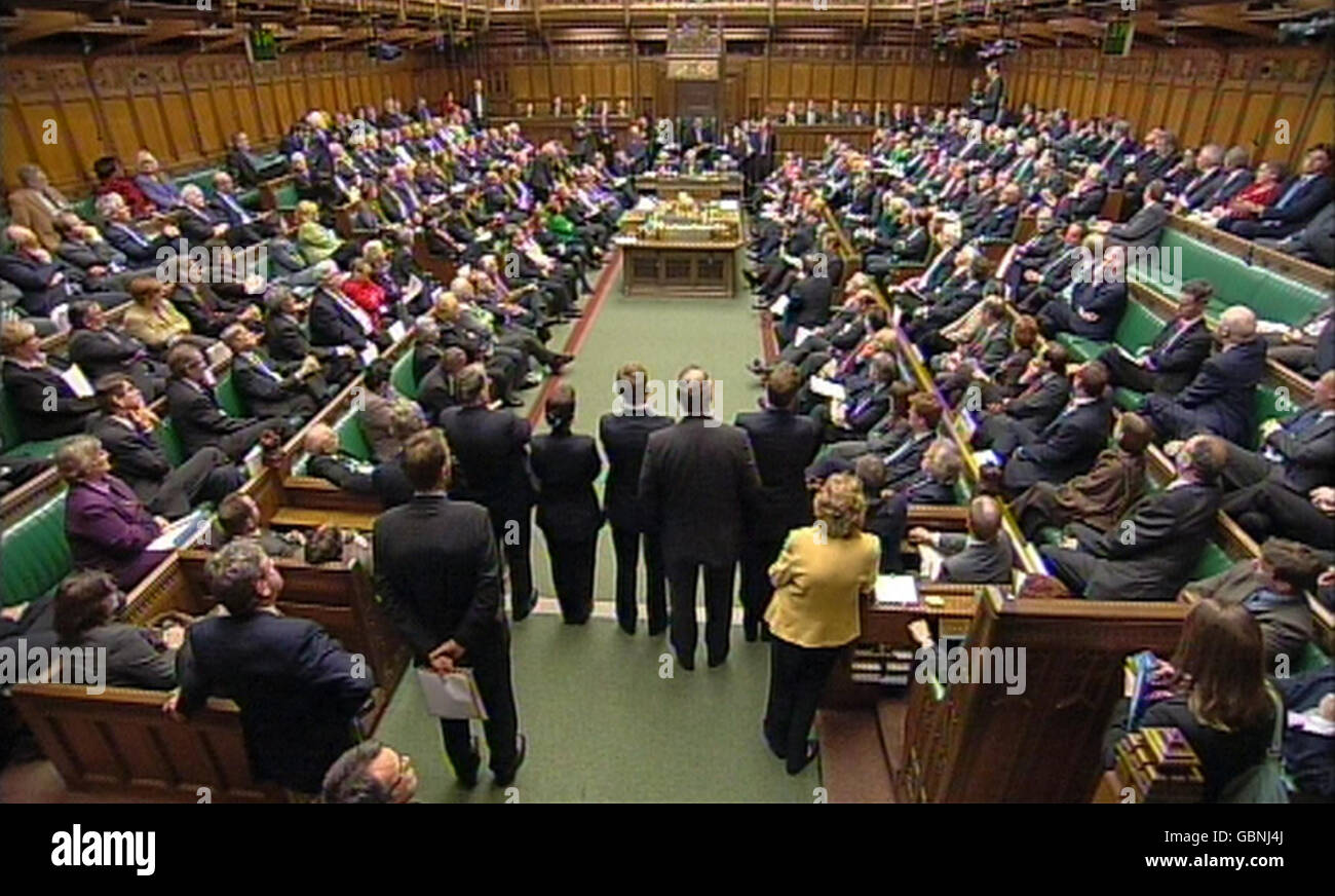 Una visione generale della Camera dei Comuni dopo la dichiarazione di Michael Martin alla Camera di Westminster, Londra. Foto Stock