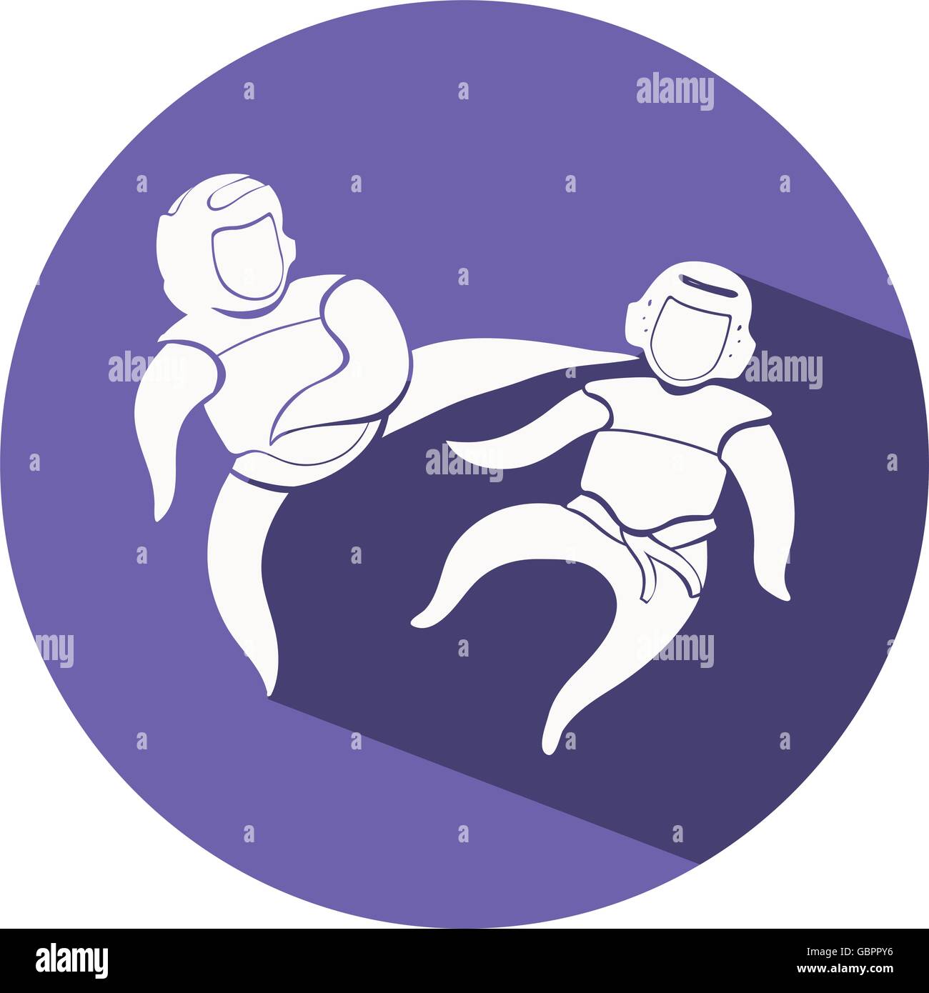 Taekwondo icona sul round illustrazione di badge Illustrazione Vettoriale