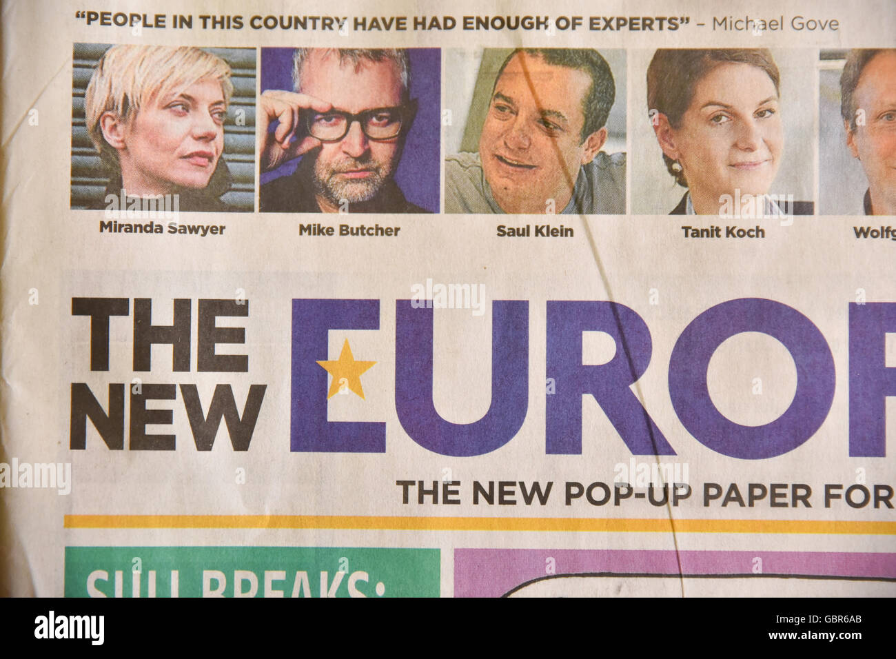 Londra, Regno Unito. 8 luglio 2016. La nuova Unione un pop up giornale volto a "dare voce a coloro che sono spaventati dalla votazione Brexit' Foto Stock