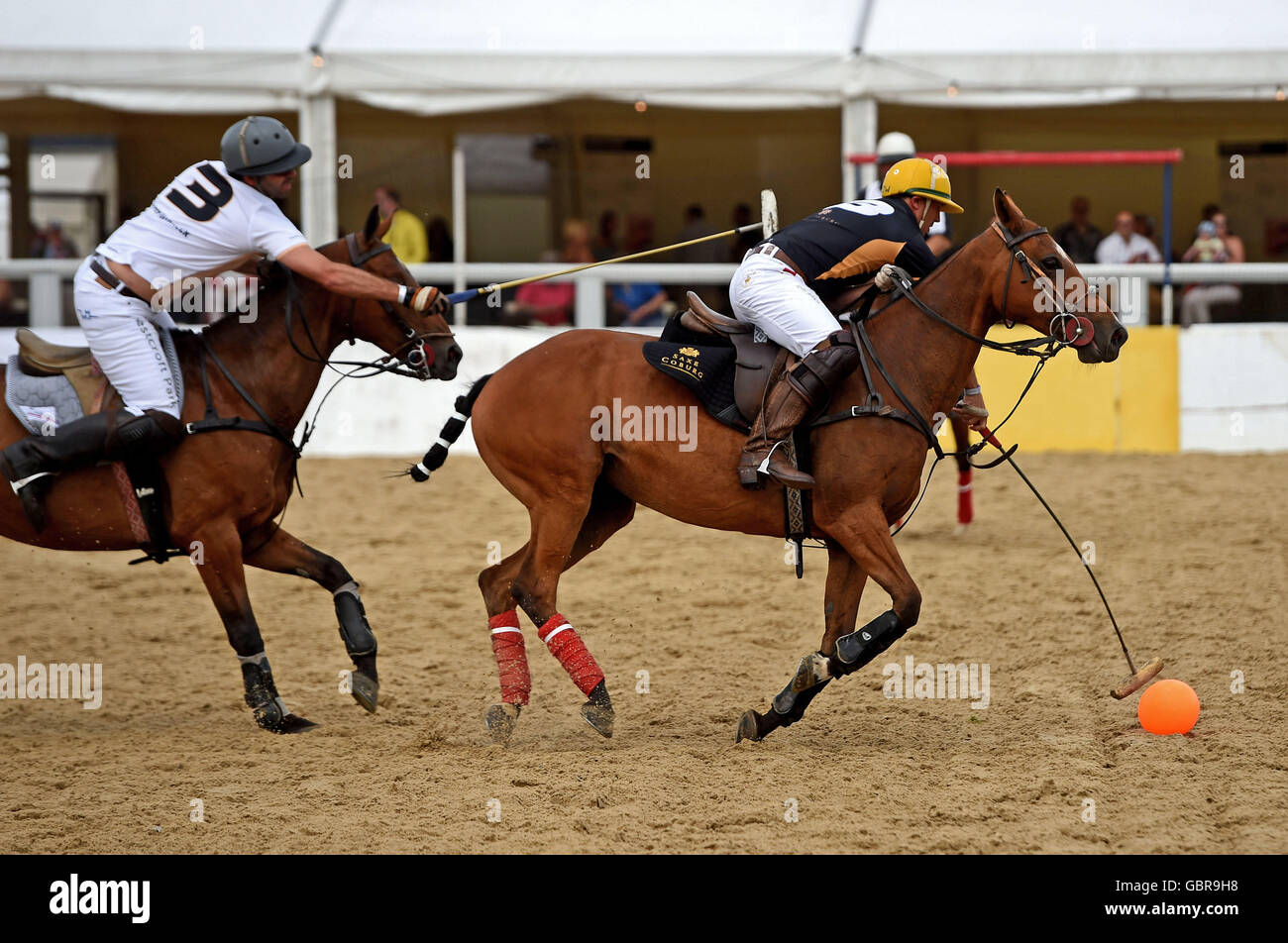 British Beach Polo campionati, barene, Poole, Dorset, Gran Bretagna, Regno Unito Foto Stock