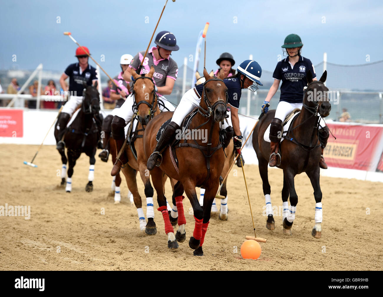 British Beach Polo campionati, barene, Poole, Dorset, Gran Bretagna, Regno Unito Foto Stock