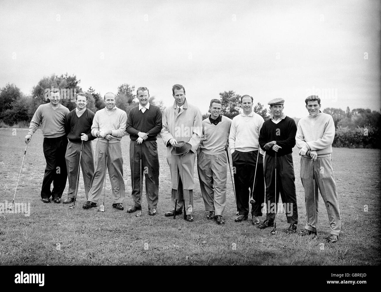 Golf - Walker Cup. Il team USA: (l-r) Joe Patton, Joe Conrad, Don Cherry, Richard Yost, W Campbell, E Harvie Ward, James Jackson, Dale Morey, Bruce Cudd Foto Stock