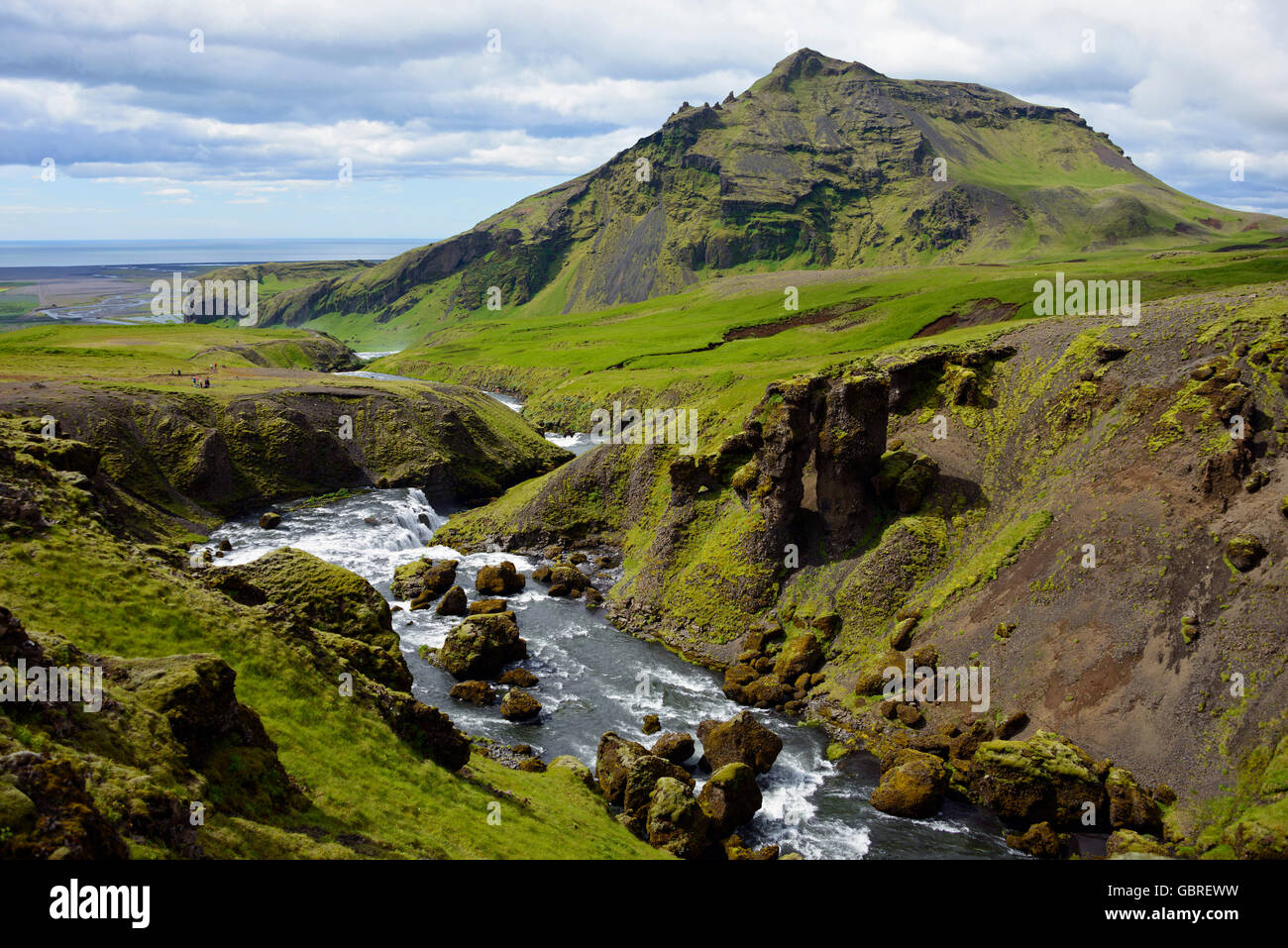 Cascata, Fiume Skoga, Islanda Foto Stock