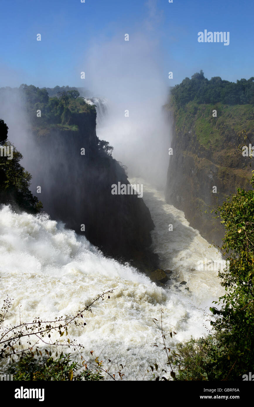 Il fiume Zambesi, Victoria falls, Zambia e Zimbabwe Foto Stock