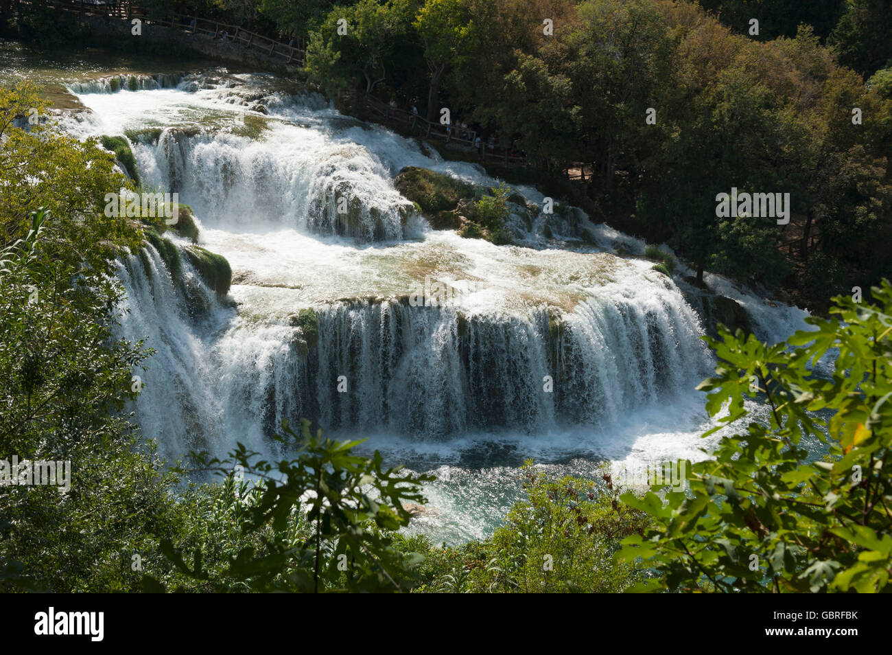 Parco nazionale di Krka Waterfalls, Sibenik-Knin, Dalmazia, Croazia / cascata Skradinski buk Foto Stock