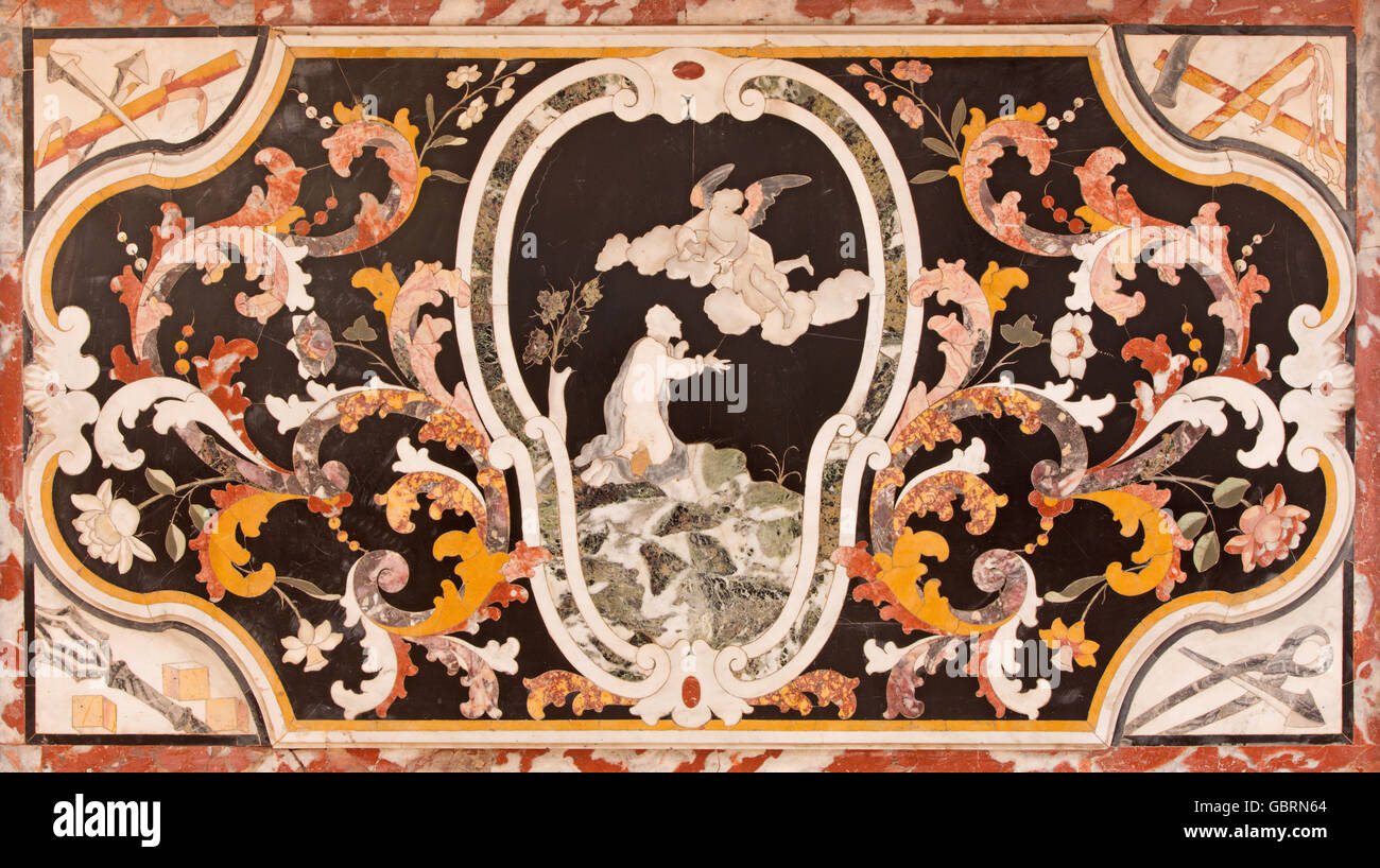 BRESCIA, Italia - mosaico in stile barocco con il Gesù nel Getsemani giardino sull altare laterale nella Chiesa di San Francesco d'Assisi Foto Stock