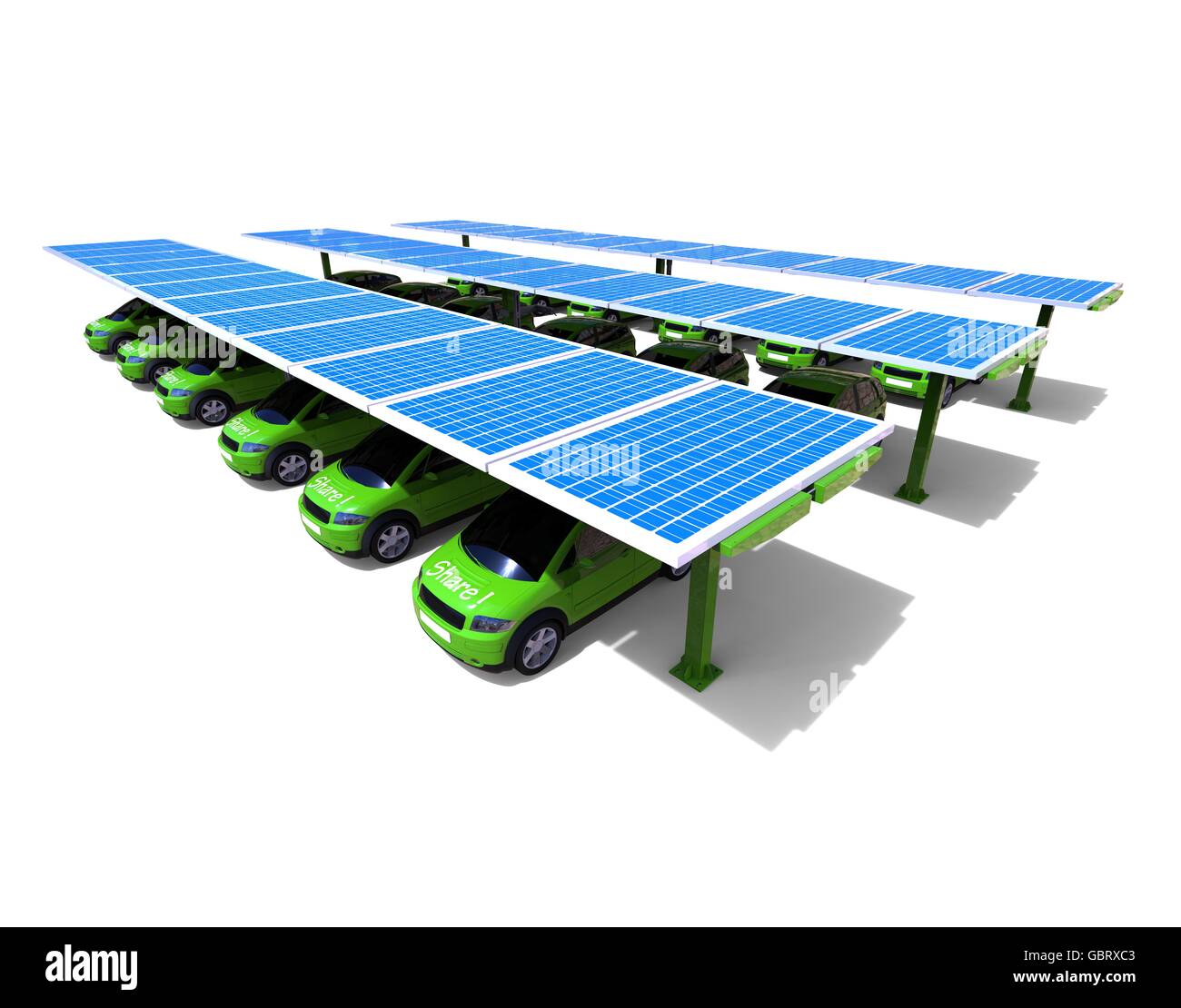 3D Render Image che rappresenta un'energia solare stazione funivia. Foto Stock