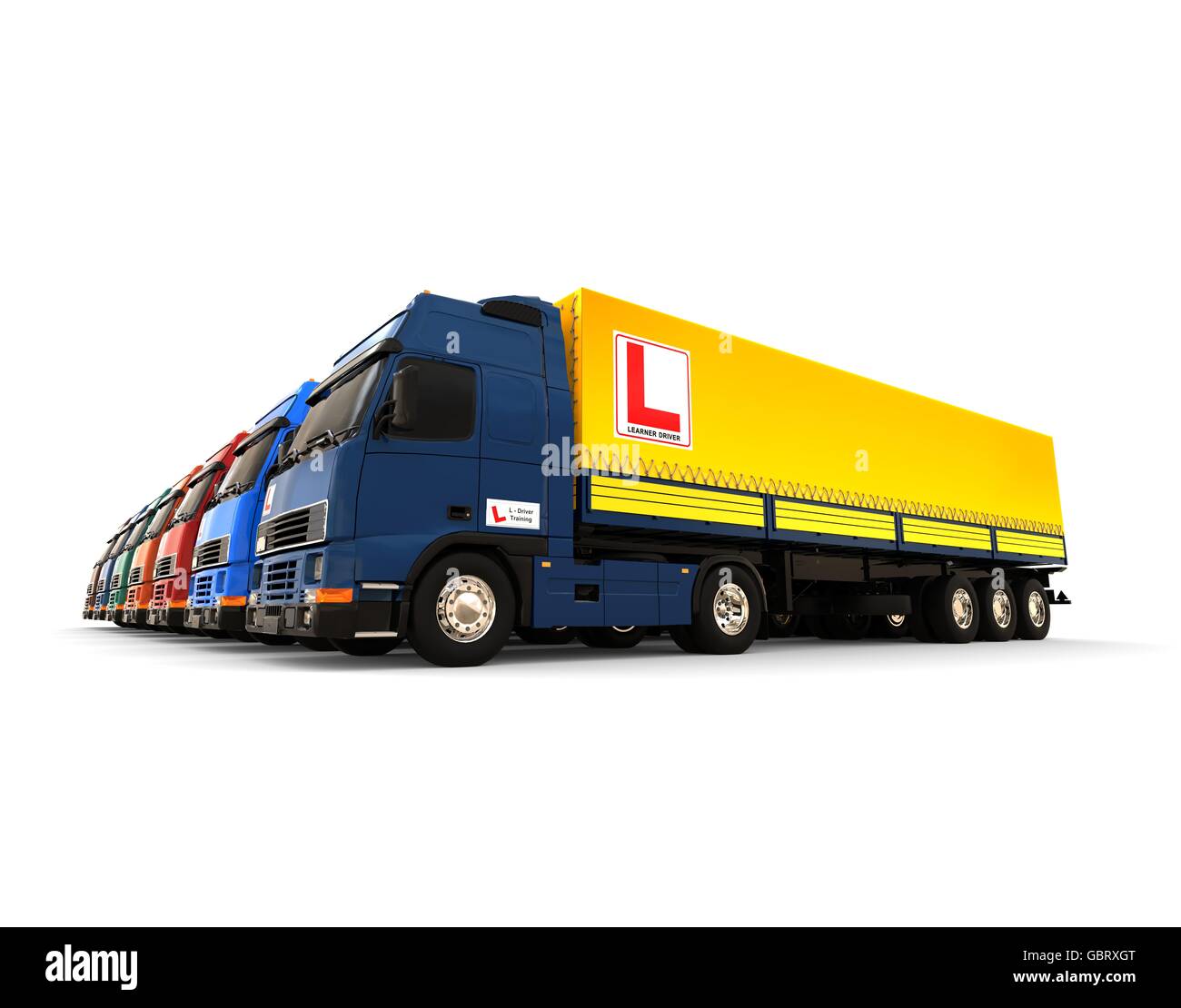 3D Render Image che rappresenta il carrello scuola guida il concetto della flotta. Foto Stock