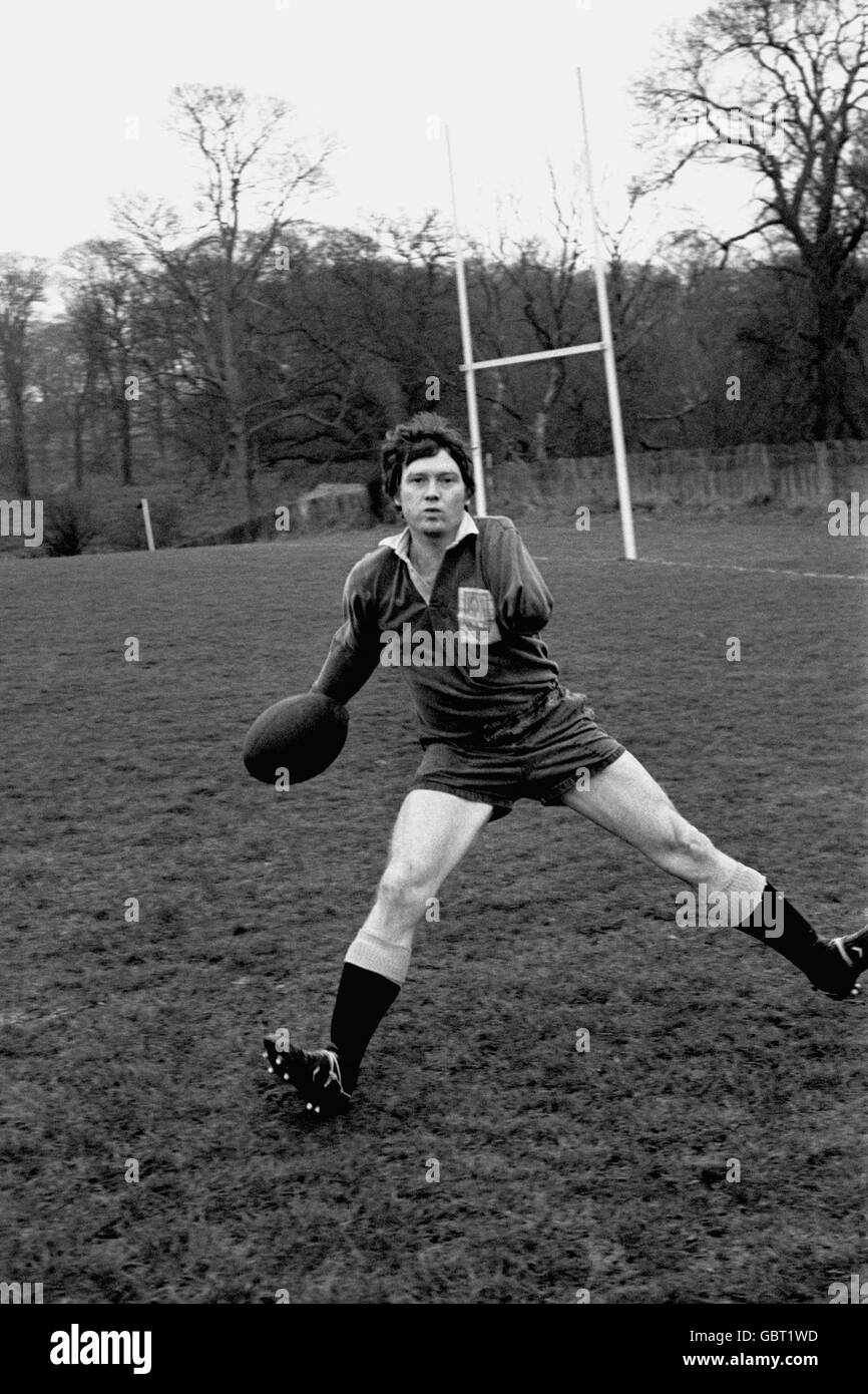 Rugby Union. Jon Lord, un giocatore di rugby armato Foto Stock