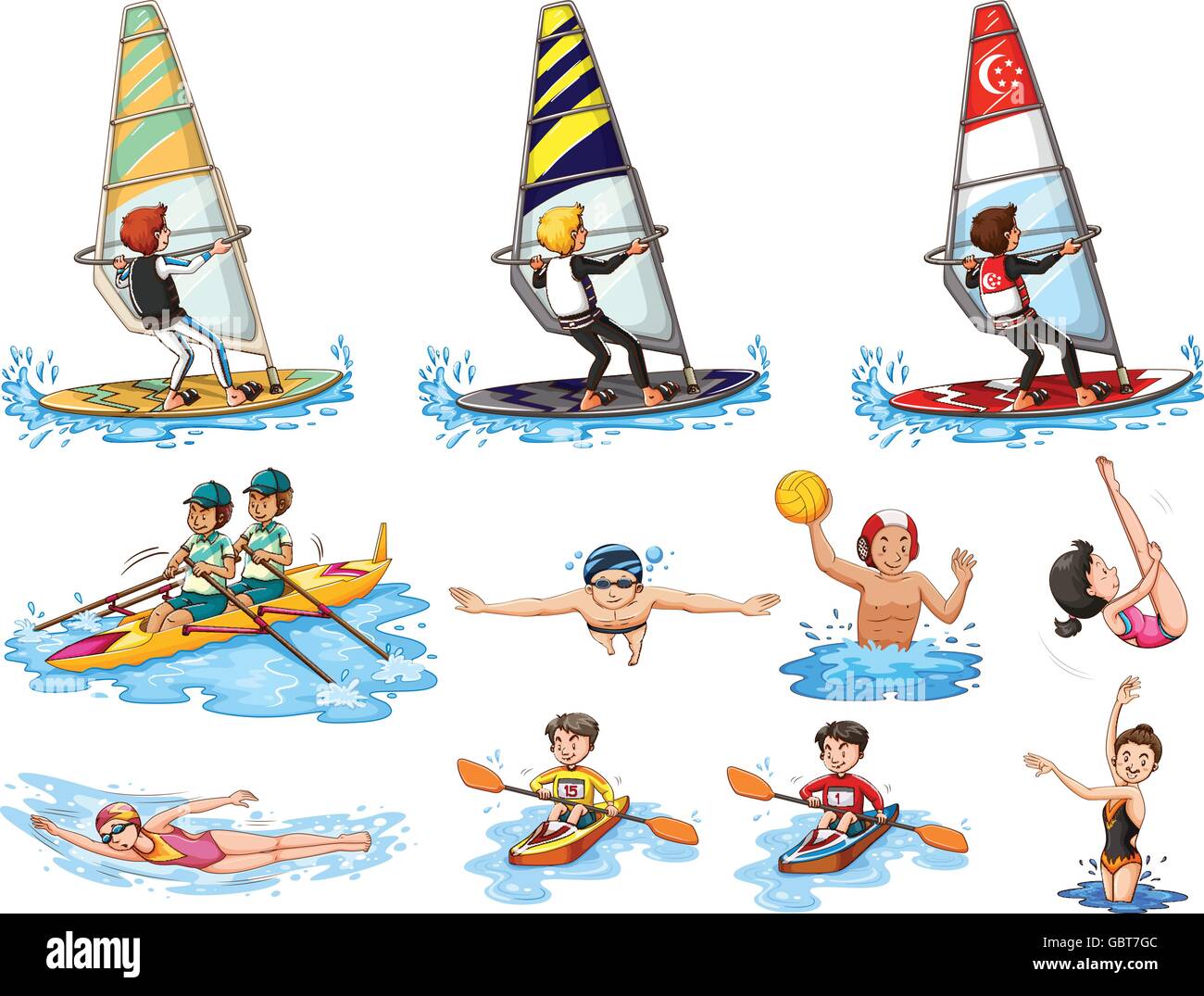 Serie di sport acquatici illustrazione Illustrazione Vettoriale