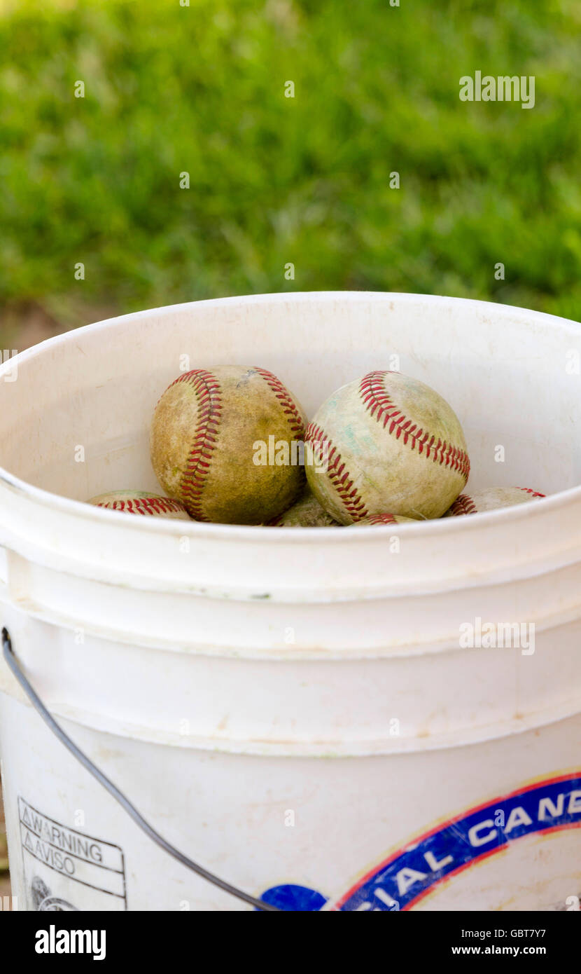 Benna di baseballs Foto Stock