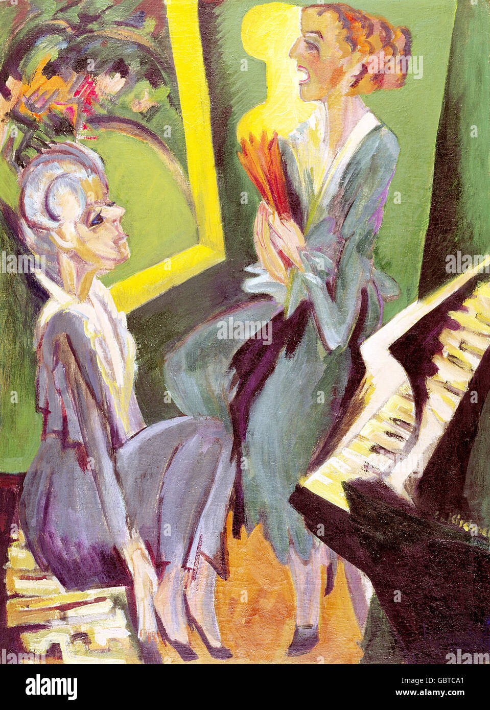 Belle arti, Kirchner, Ernst Ludwig, (1880 - 1938), pittura, 'Musikzimmer' (sala musica), Hannover, Foto Stock