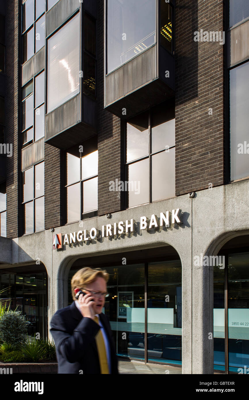 Anglo Irish Bank Dublino Irlanda edificio logo di segno Foto Stock