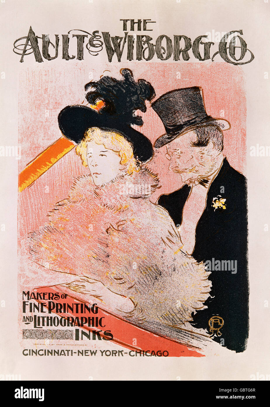 Ault & Wiborg Co inchiostri, pubblicità da Henri de Toulouse-Lautrec, 1896 Foto Stock