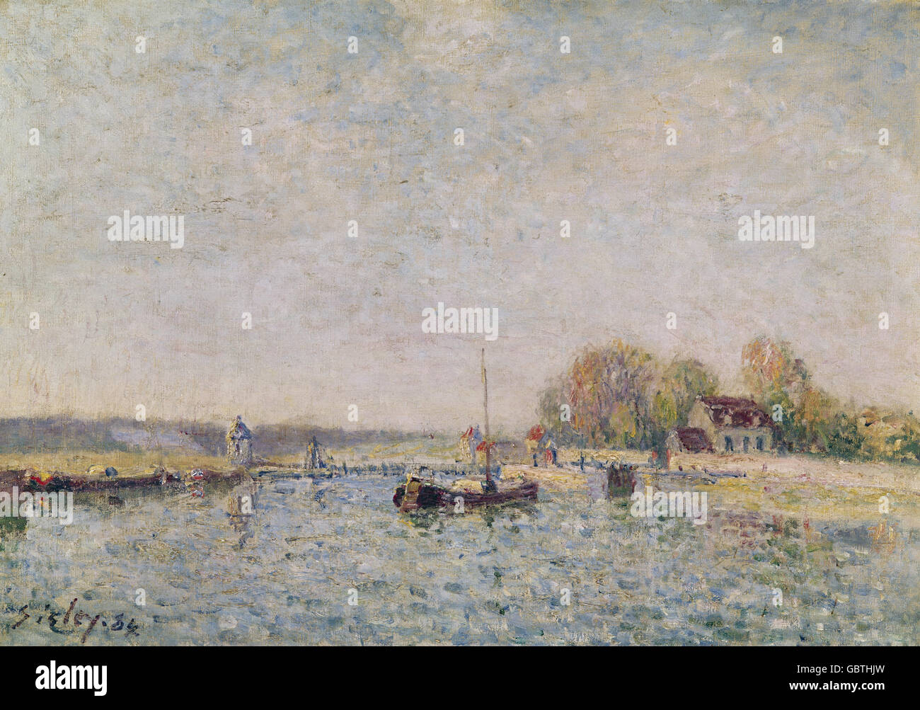 Belle arti, Sisley, Alfred, (1839 - 1899), pittura, "canale", 1887, olio su tela, von der Heydt Museum, Wuppertal, Germania Foto Stock