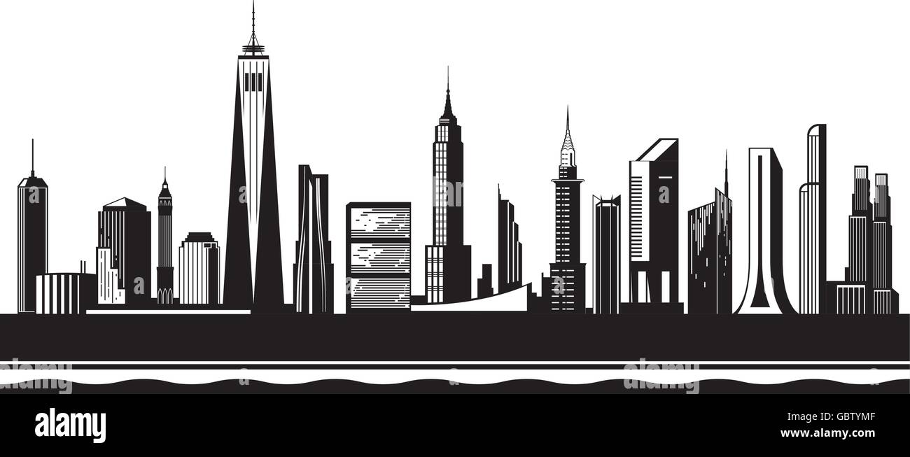 New York City silhouette di giorno - illustrazione vettoriale Illustrazione Vettoriale