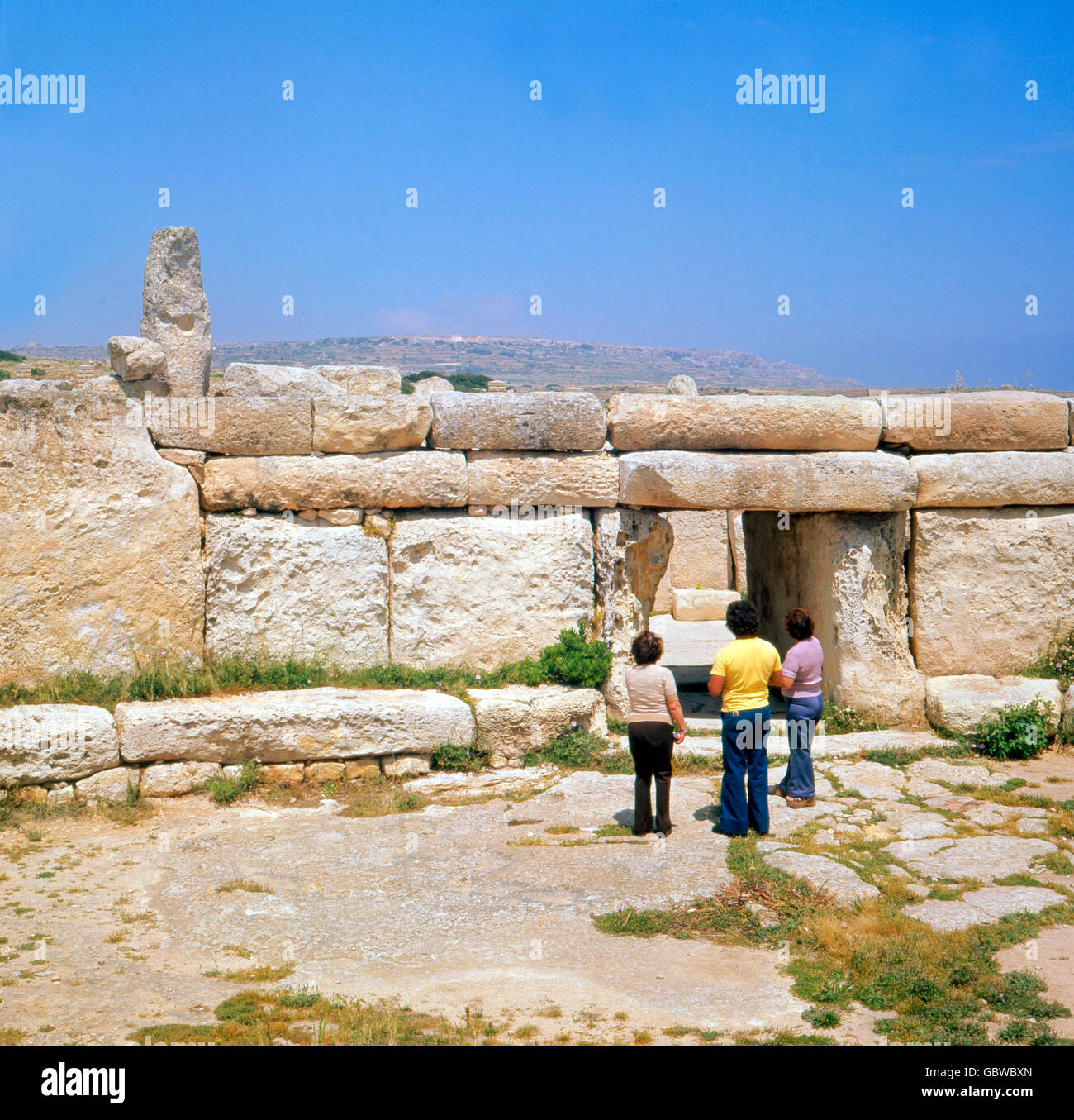Reise nach Malta. Tempelanlage von Tarxien. Viaggiare a Malta, Templi di Tarxien. 1975 Foto Stock