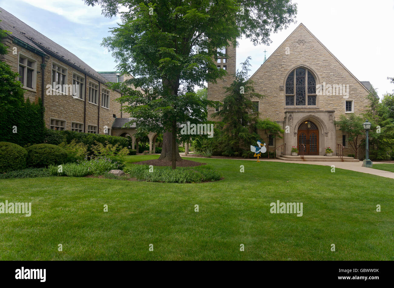 Chiesa di revival gotico prateria e scuola di architettura in stile western molle illinois Foto Stock