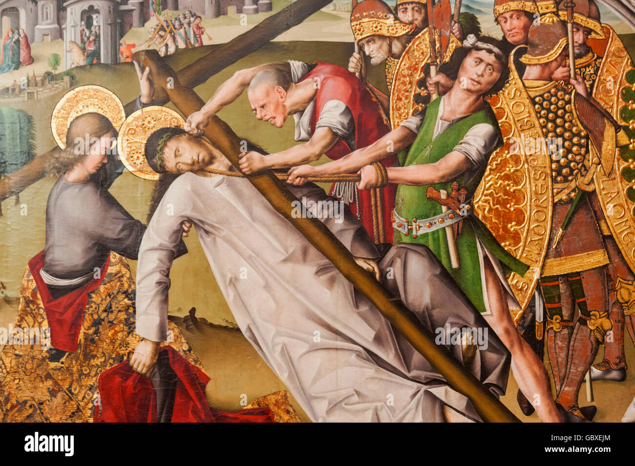 Inghilterra, Cambridgeshire, Cambridge Fitzwilliam Museum, Pittura intitolato " La strada del calvario' da Juan e Diego Sanchez Foto Stock