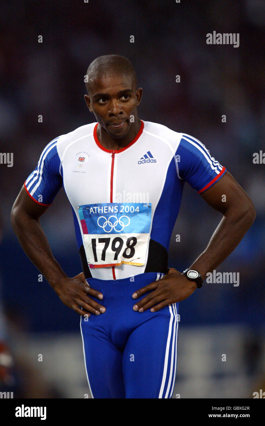 Atletica - Giochi Olimpici di Atene 2004 - Mens' 400m - Round One. Malachi Davis, Gran Bretagna Foto Stock