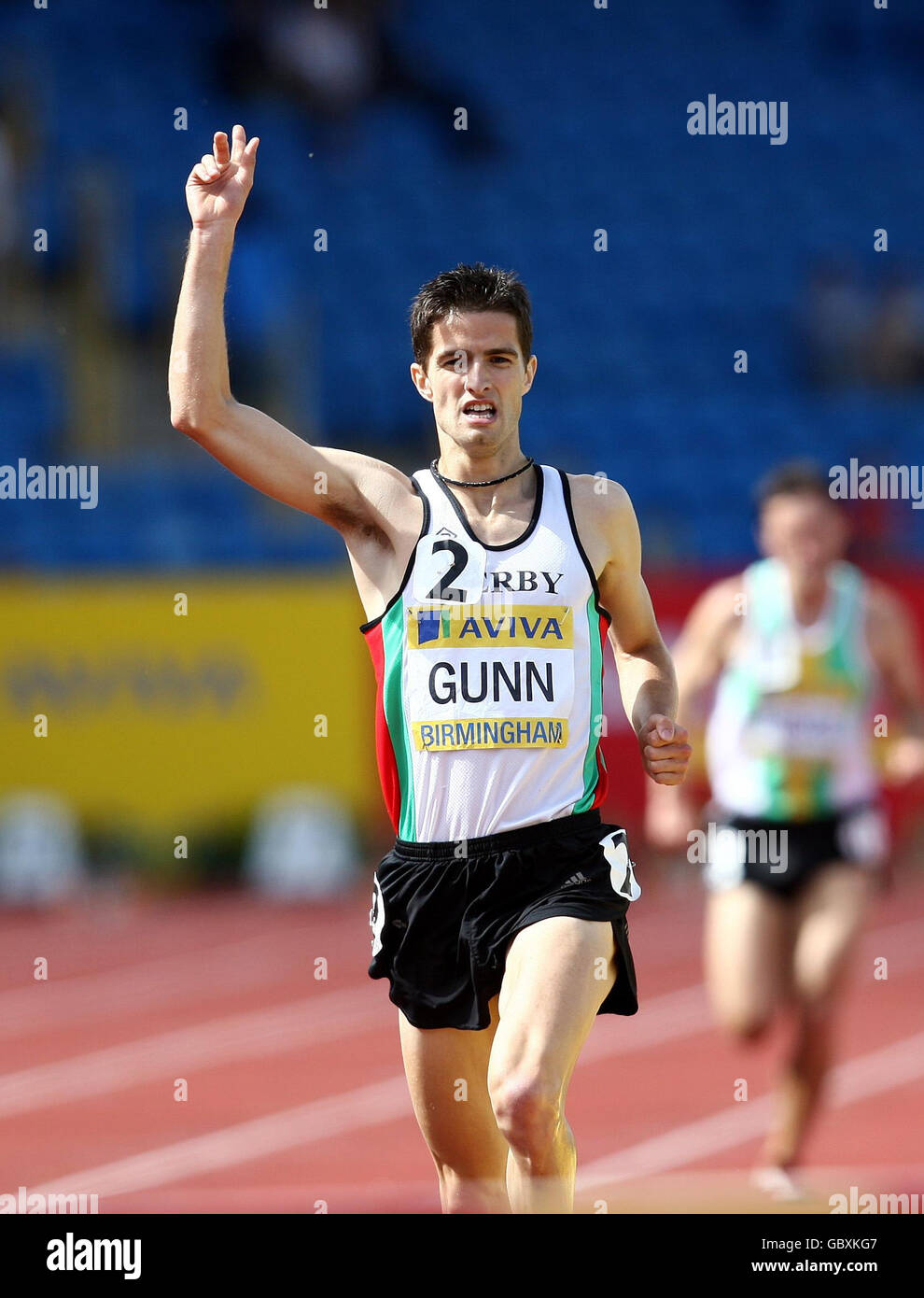 Luke Gunn vince la steeplechase maschile di 3.000m durante i Mondiali di Aviva e i Campionati del Regno Unito all'Alexander Stadium di Birmingham. Foto Stock