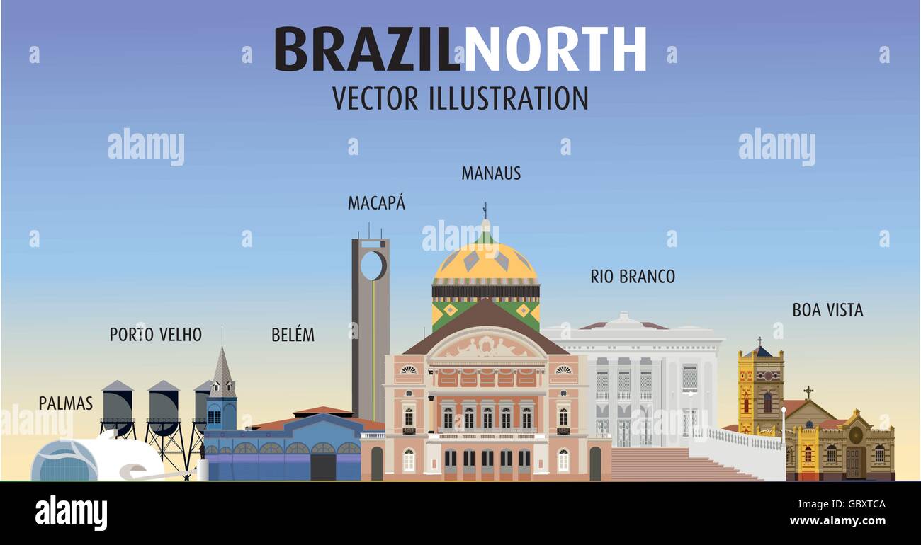 Immagine vettoriale di attrattive della città di NorthBrazil. Illustrazione Vettoriale
