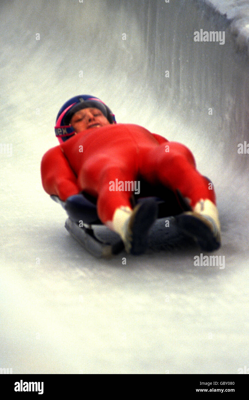 Olimpiadi invernali - Albertville - Mens singolo Luge - 1992 Foto Stock