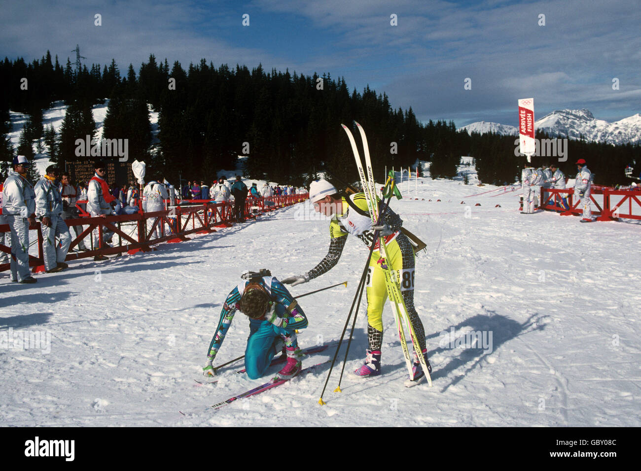 Olimpiadi invernali - Albertville - Biathlon - 4X7.5Km relè - 1992 Foto Stock