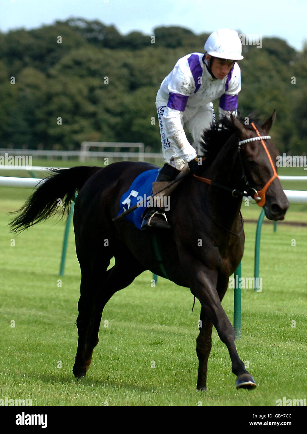 Cooper Island Kid guidato da Shane Kelly durante il Manny Bernstein Credit Scommesse handicap Stakes all'ippodromo di Nottingham, Nottingham. Foto Stock