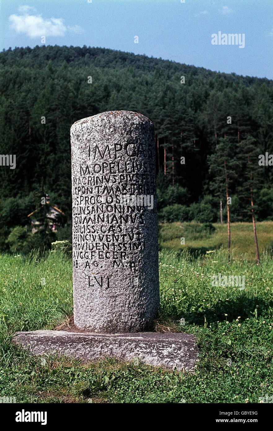 Mondo antico impero romano, fase cardine 217 AD, Val Pusteria, Alto Adige, Italia, Foto Stock