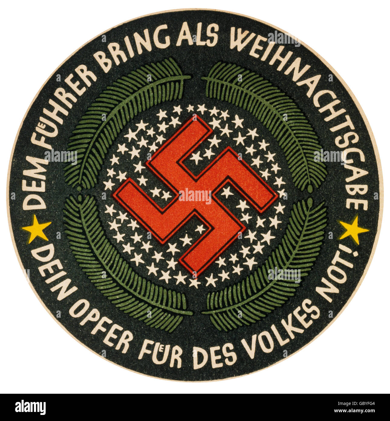 Nazismo / Sazialismo Nazionale, propaganda, stuoia di birra con slogan 'portare il Fuehrer il vostro sacrificio per il natale come sollievo per le persone in bisogno', inverno 1934 / 1935, diritti aggiuntivi-clearences-non disponibile Foto Stock