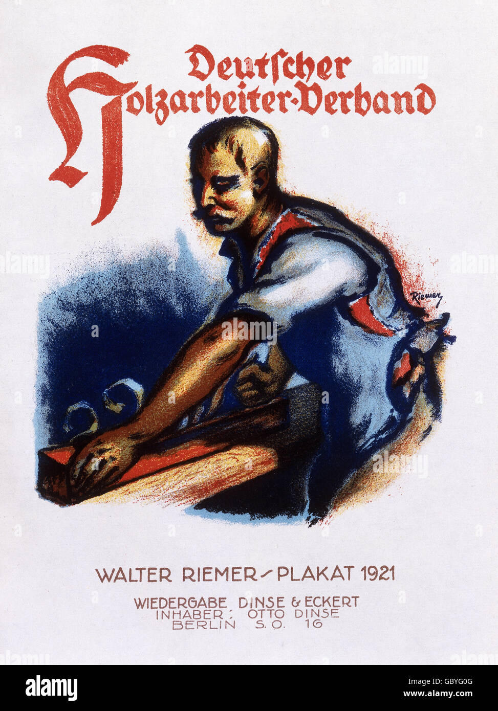 Artigianato, poster, 'associazione tedesca dei lavoratori del legno', disegno: Walter Riemer, stampa: Dinse & Eckert, Berlino, 1921, diritti-aggiuntivi-clearences-non disponibile Foto Stock