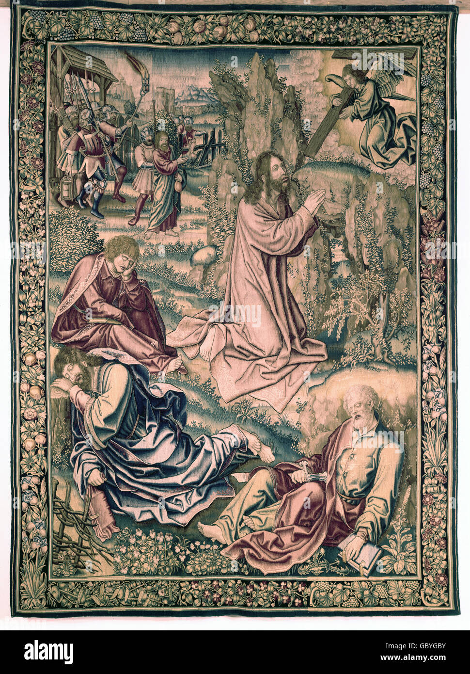 Belle arti, moquette, tessuti, arazzo "Cristo al monte degli Ulivi", Bruxelles, XVI secolo, il Museo delle Belle Arti e il commercio, Amburgo, Foto Stock