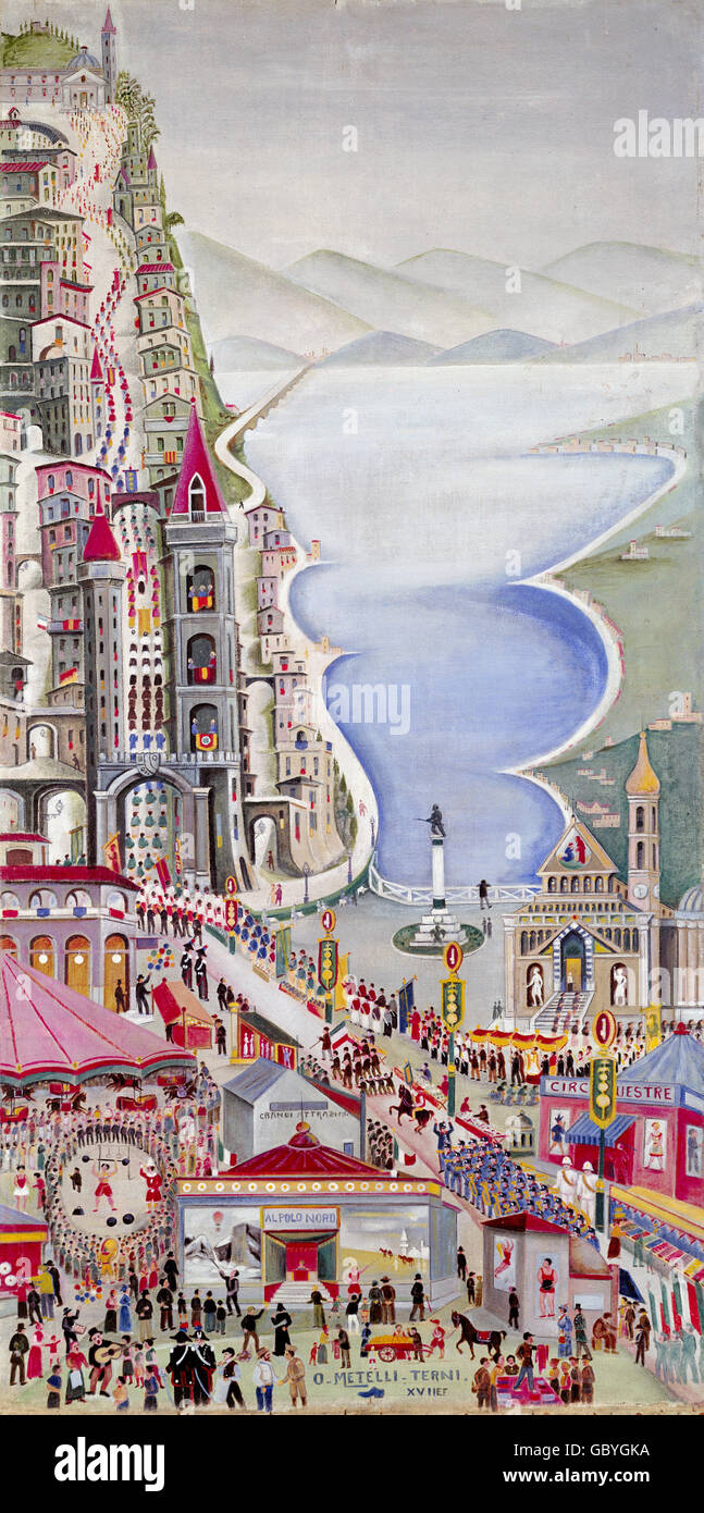 Belle arti, Metelli, Orneore (1872 - 1938), la pittura, la processione, Foto Stock