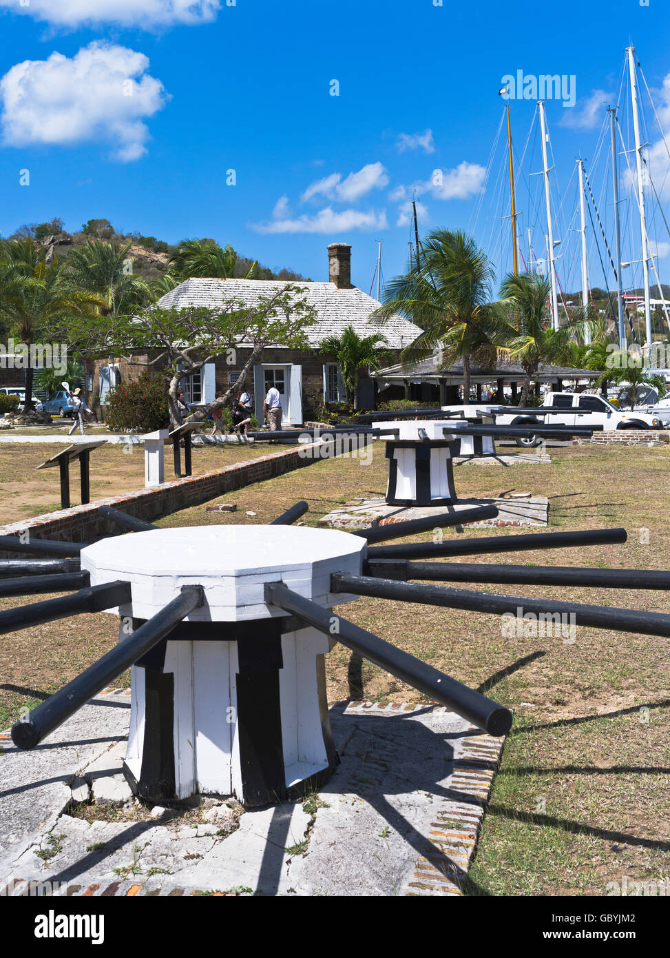 Dh Nelsons Dockyard Caraibi Antigua cabestano English Harbour museo storico West Indies i cantieri navali Foto Stock