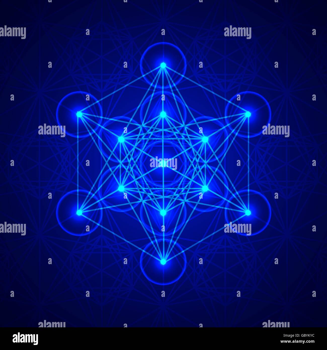 Metatrons Cube - fiore della vita. Illustrazione Vettoriale